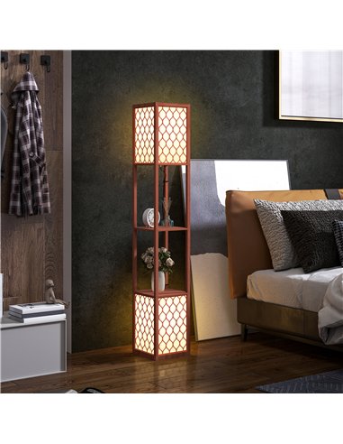 HOMCOM Duo Light Floor Shelves - Brown