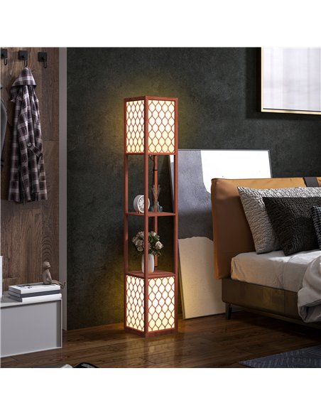 HOMCOM Duo Light Floor Shelves - Brown - pic 152945 | FastDaddyshop