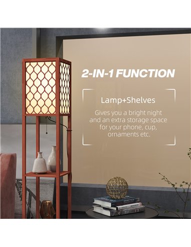 HOMCOM Duo Light Floor Shelves - Brown
