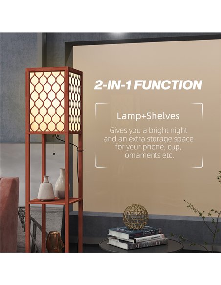 HOMCOM Duo Light Floor Shelves - Brown - pic 152947 | FastDaddyshop