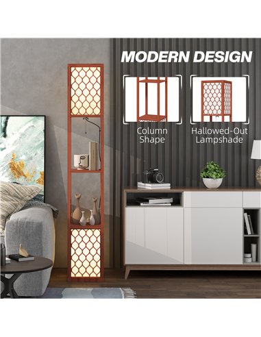 HOMCOM Duo Light Floor Shelves - Brown