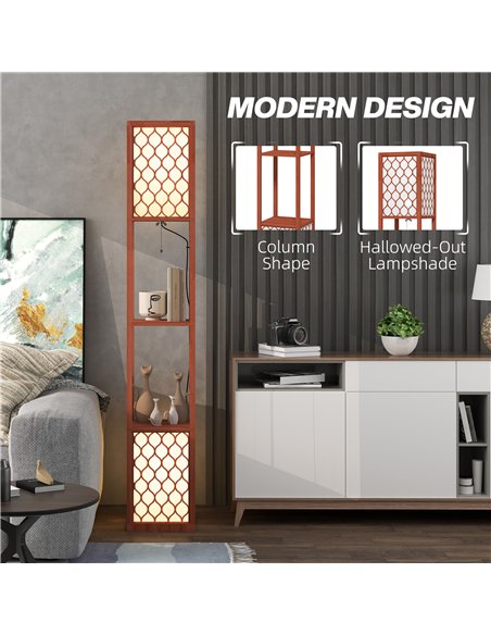 HOMCOM Duo Light Floor Shelves - Brown - pic 152948 | FastDaddyshop