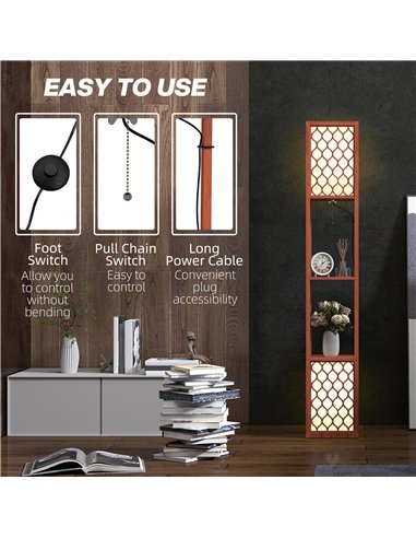 HOMCOM Duo Light Floor Shelves - Brown