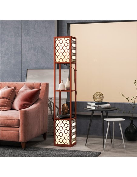 HOMCOM Duo Light Floor Shelves - Brown - pic 152951 | FastDaddyshop