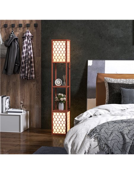 HOMCOM Duo Light Floor Shelves - Brown - pic 152952 | FastDaddyshop