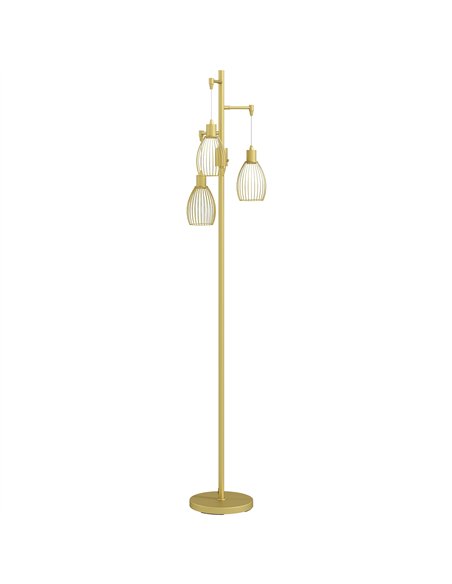 HOMCOM 170cm Industrial 3-Light Floor Lamp, Dimmable Standing Lamp with Steel Lampshades for Living Room, Bedroom, Dinging Room, - pic 152953 | FastDaddyshop