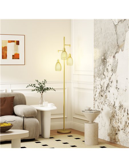 HOMCOM 170cm Industrial 3-Light Floor Lamp, Dimmable Standing Lamp with Steel Lampshades for Living Room, Bedroom, Dinging Room, - pic 152954 | FastDaddyshop