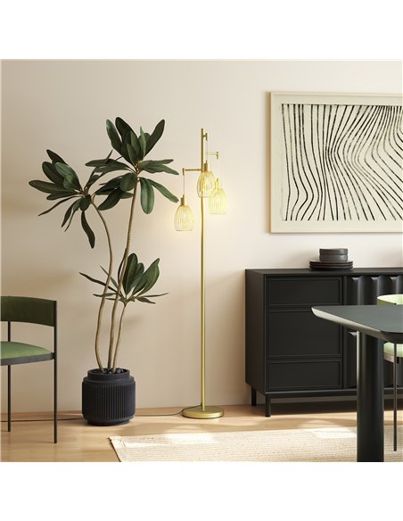 HOMCOM 170cm Industrial 3-Light Floor Lamp, Dimmable Standing Lamp with Steel Lampshades for Living Room, Bedroom, Dinging Room, - pic 152960 | FastDaddyshop