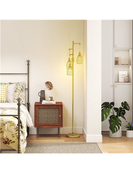 HOMCOM 170cm Industrial 3-Light Floor Lamp, Dimmable Standing Lamp with Steel Lampshades for Living Room, Bedroom, Dinging Room, - pic 152961 | FastDaddyshop