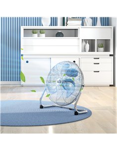 HOMCOM Metal Desk Fan with 3 Speeds & 120° Adjustable Tilt - Silver 2