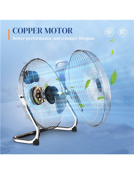 HOMCOM Metal Desk Fan with 3 Speeds & 120° Adjustable Tilt - Silver - pic 152965 | FastDaddyshop