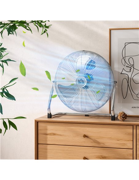 HOMCOM Metal Desk Fan with 3 Speeds & 120° Adjustable Tilt - Silver - pic 152969 | FastDaddyshop
