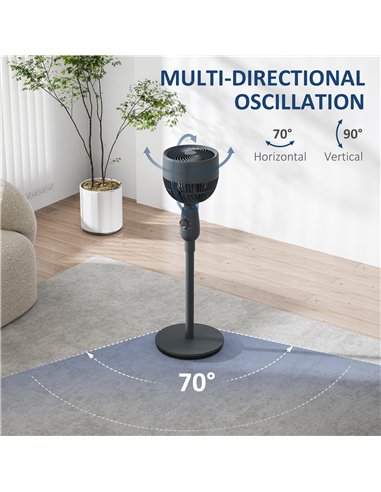 HOMCOM Pedestal Fan, Powerful Air Circulator, 12 Inch Floor Standing Fan with 3 Speed Settings, Oscillating Function for Bedroom