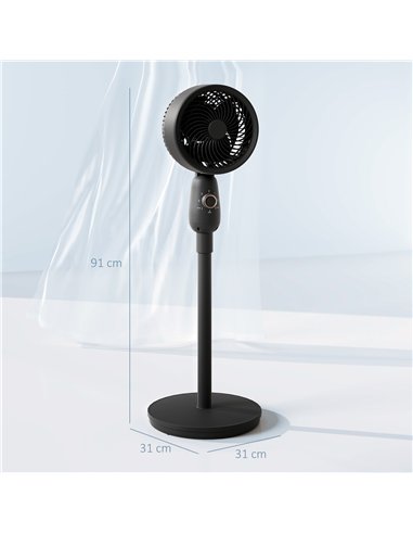 HOMCOM Pedestal Fan, Powerful Air Circulator, 12 Inch Floor Standing Fan with 3 Speed Settings, Oscillating Function for Bedroom
