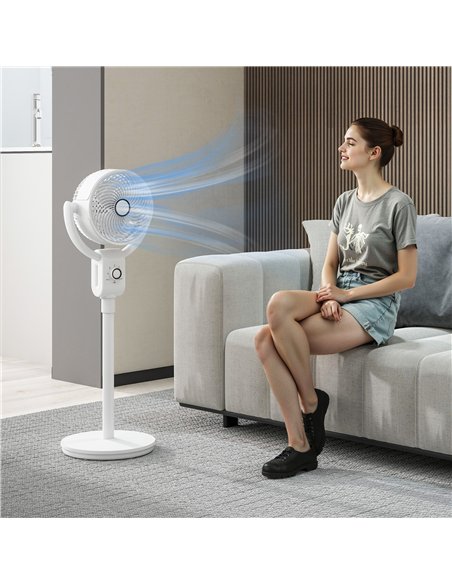 HOMCOM Pedestal Air Circulation Fan with Oscillating, White - pic 152999 | FastDaddyshop