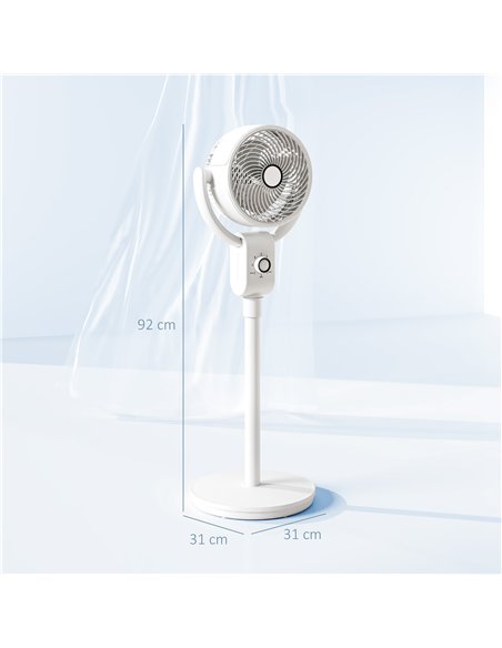 HOMCOM Pedestal Air Circulation Fan with Oscillating, White - pic 153000 | FastDaddyshop