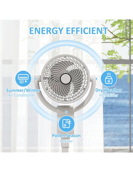 HOMCOM Pedestal Air Circulation Fan with Oscillating, White - pic 153001 | FastDaddyshop