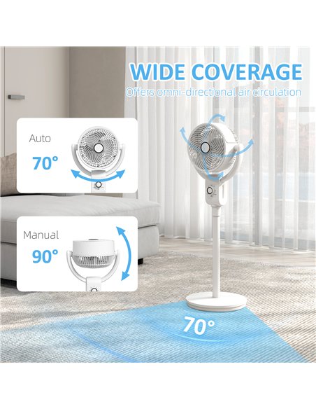 HOMCOM Pedestal Air Circulation Fan with Oscillating, White - pic 153002 | FastDaddyshop