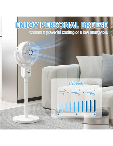 HOMCOM Pedestal Air Circulation Fan with Oscillating, White - pic 153003 | FastDaddyshop