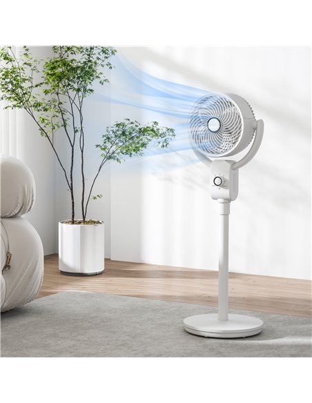 HOMCOM Pedestal Air Circulation Fan with Oscillating, White - pic 153005 | FastDaddyshop