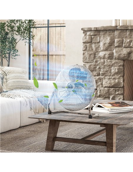 HOMCOM Metal Floor Fan with 3 Speeds & 120° Adjustable Tilt - Silver Tone - pic 153008 | FastDaddyshop