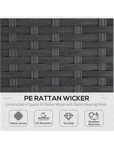 Outsunny 9-Seater 10 Pcs Rattan Garden Rattan Furniture Set, Grey with Dusty Blue Cushion
