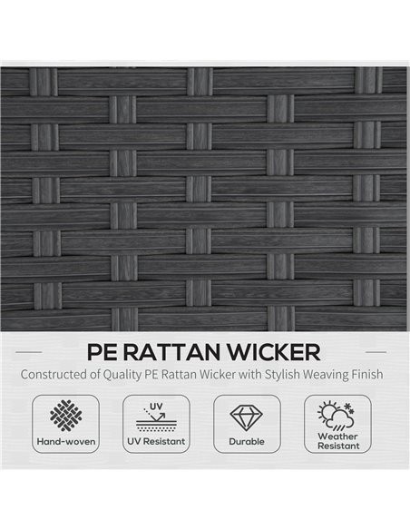 Outsunny 9-Seater 10 Pcs Rattan Garden Rattan Furniture Set, Grey with Dusty Blue Cushion - pic 15301 | FastDaddyshop