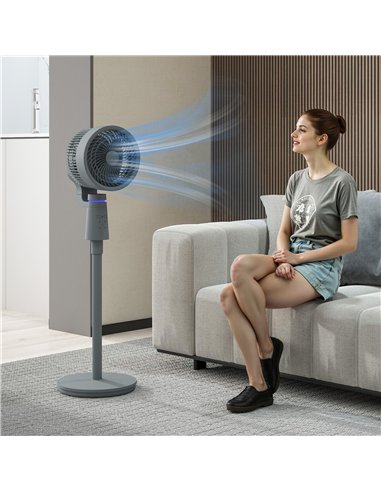 HOMCOM Pedestal Air Circulation Fan with Oscillating, Light Off, Grey