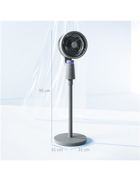 HOMCOM Pedestal Air Circulation Fan with Oscillating, Light Off, Grey - pic 153018 | FastDaddyshop