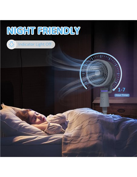 HOMCOM Pedestal Air Circulation Fan with Oscillating, Light Off, Grey - pic 153021 | FastDaddyshop