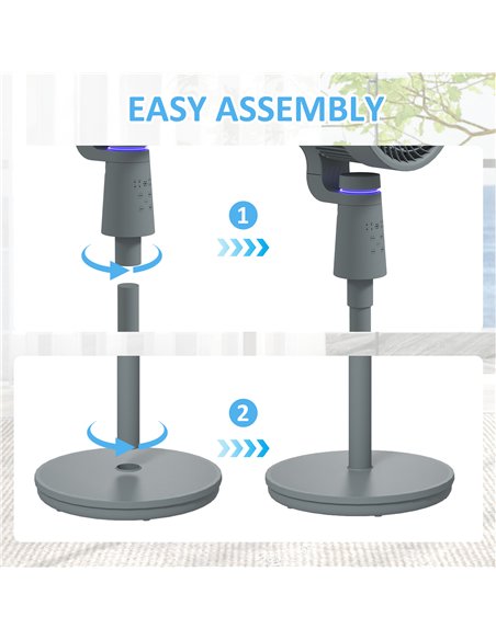 HOMCOM Pedestal Air Circulation Fan with Oscillating, Light Off, Grey - pic 153023 | FastDaddyshop