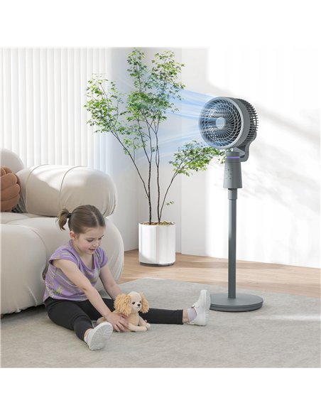 HOMCOM Pedestal Air Circulation Fan with Oscillating, Light Off, Grey - pic 153024 | FastDaddyshop