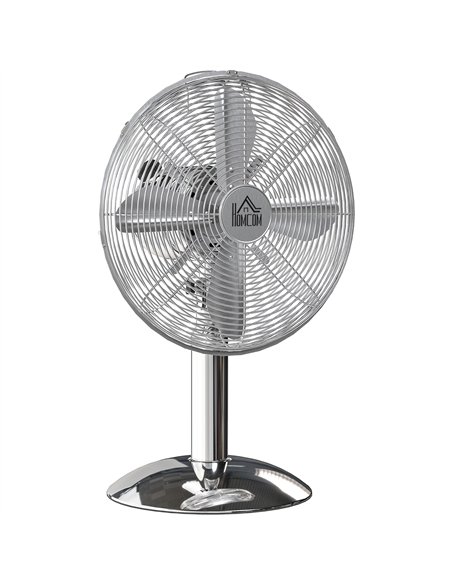 HOMCOM Three-Speed Oscillating Desk Fan - Silver-Tone - pic 153025 | FastDaddyshop