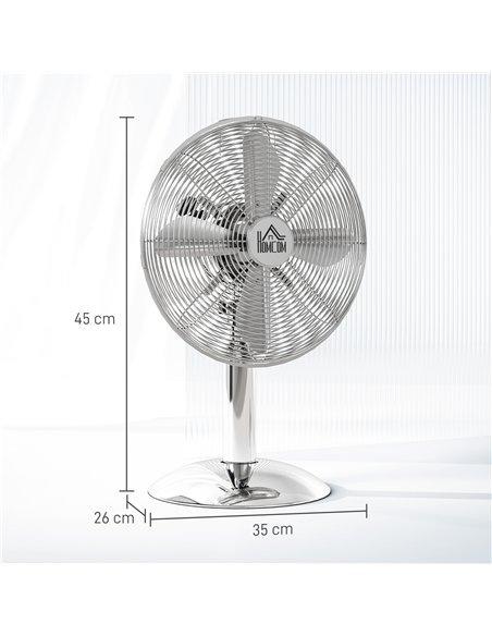 HOMCOM Three-Speed Oscillating Desk Fan - Silver-Tone - pic 153027 | FastDaddyshop