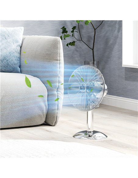HOMCOM Three-Speed Oscillating Desk Fan - Silver-Tone - pic 153033 | FastDaddyshop