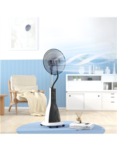 HOMCOM Pedestal Fan with Water Mist Spray, Spray Misting Fan with 75° Oscillation, Tilt Head, 3 Speeds, 3 Modes, 3 Mist, 3L Wate