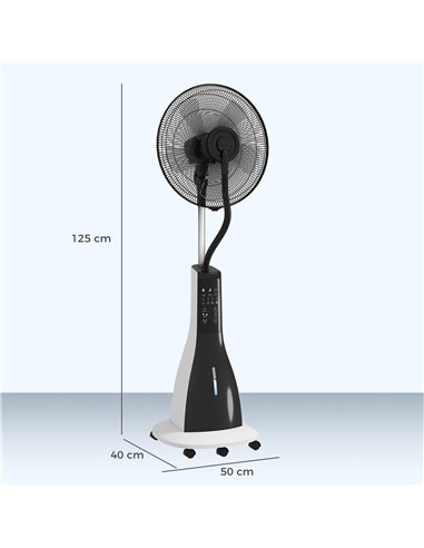HOMCOM Pedestal Fan with Water Mist Spray, Spray Misting Fan with 75° Oscillation, Tilt Head, 3 Speeds, 3 Modes, 3 Mist, 3L Wate