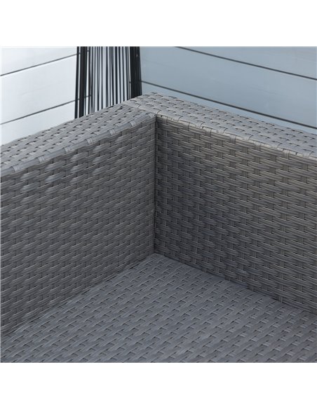 Outsunny 9-Seater 10 Pcs Rattan Garden Rattan Furniture Set, Grey with Dusty Blue Cushion - pic 15304 | FastDaddyshop