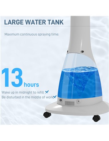 HOMCOM Pedestal Fan with Water Mist Spray, Spray Misting Fan with 75° Oscillation, Tilt Head, 3 Speeds, 3 Modes, 3 Mist, 3L Wate