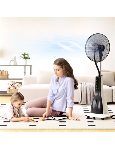 HOMCOM Pedestal Fan with Water Mist Spray, Spray Misting Fan with 75° Oscillation, Tilt Head, 3 Speeds, 3 Modes, 3 Mist, 3L Wate - pic 153042 | FastDaddyshop
