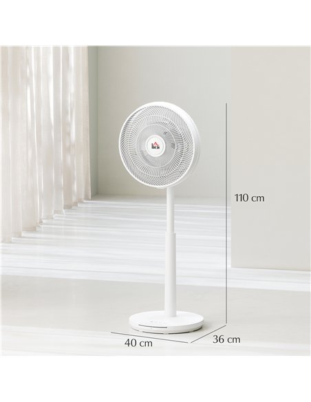 HOMCOM Pedestal Fan with Oscillating, Tilt, Adjustable Height, White - pic 153045 | FastDaddyshop