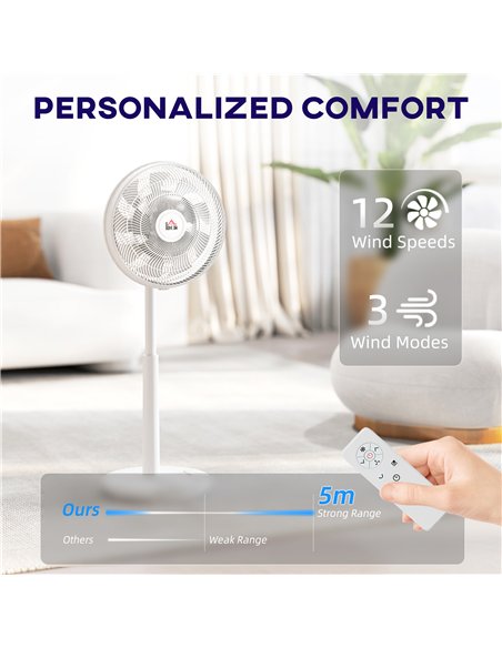 HOMCOM Pedestal Fan with Oscillating, Tilt, Adjustable Height, White - pic 153047 | FastDaddyshop