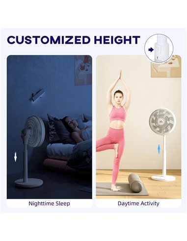 HOMCOM Pedestal Fan with Oscillating, Tilt, Adjustable Height, White