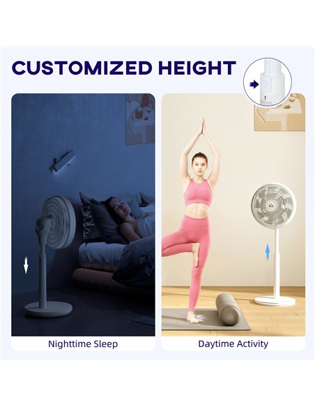 HOMCOM Pedestal Fan with Oscillating, Tilt, Adjustable Height, White - pic 153049 | FastDaddyshop