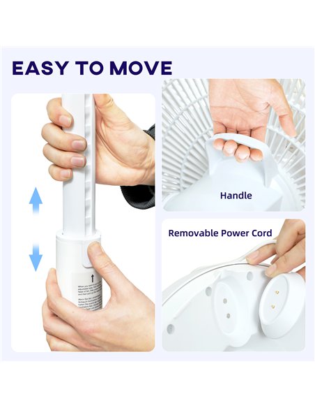HOMCOM Pedestal Fan with Oscillating, Tilt, Adjustable Height, White - pic 153051 | FastDaddyshop