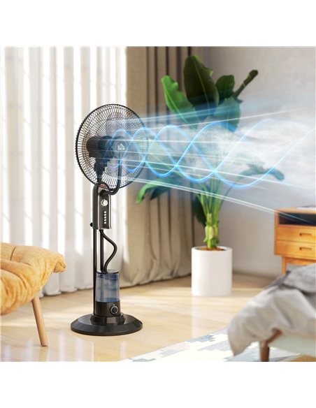 HOMCOM Pedestal Fan with Water Mist Spray, Spray Misting Fan with 70° Oscillation, Tilt Head, 4 Speeds, 3 Modes, Adjustable Mist - pic 153053 | FastDaddyshop