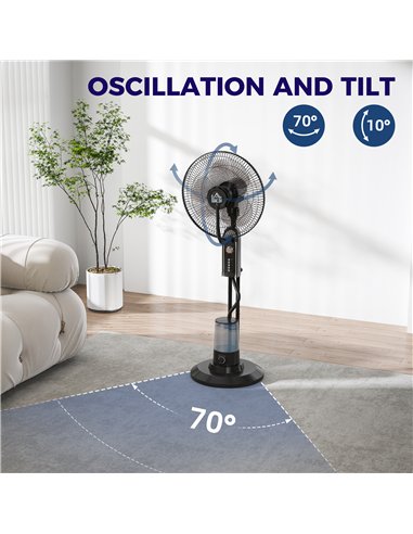 HOMCOM Pedestal Fan with Water Mist Spray, Spray Misting Fan with 70° Oscillation, Tilt Head, 4 Speeds, 3 Modes, Adjustable Mist