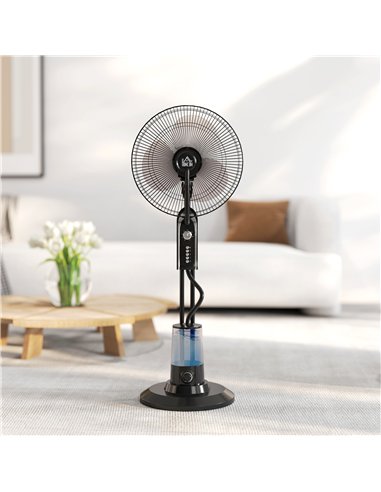 HOMCOM Pedestal Fan with Water Mist Spray, Spray Misting Fan with 70° Oscillation, Tilt Head, 4 Speeds, 3 Modes, Adjustable Mist