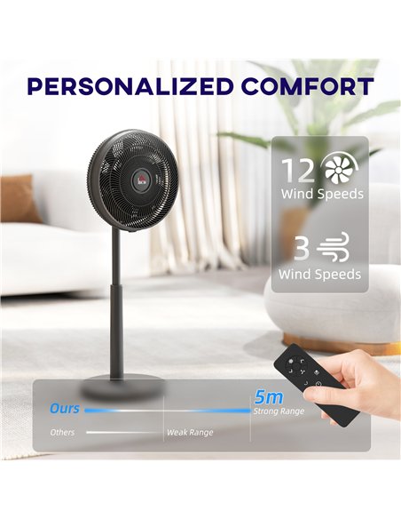 HOMCOM Pedestal Fan with Oscillating, Tilt, Adjustable Height, Black - pic 153065 | FastDaddyshop