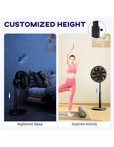 HOMCOM Pedestal Fan with Oscillating, Tilt, Adjustable Height, Black